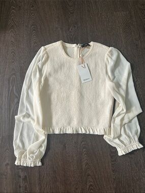 Quince Cream Puff Sleeve Textured Blouse